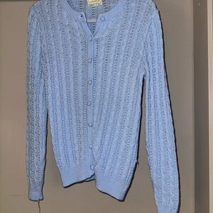 Y2K Vintage Women's Blue Cable Knit Sweater